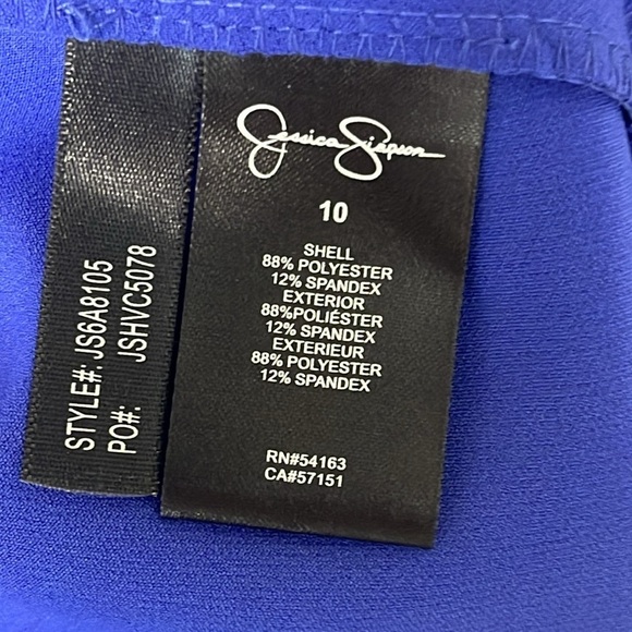 Jessica Simpson Royal Blue Sheath Dress Above The Knee Sz 10 Capped Sleeves - Picture 13 of 14